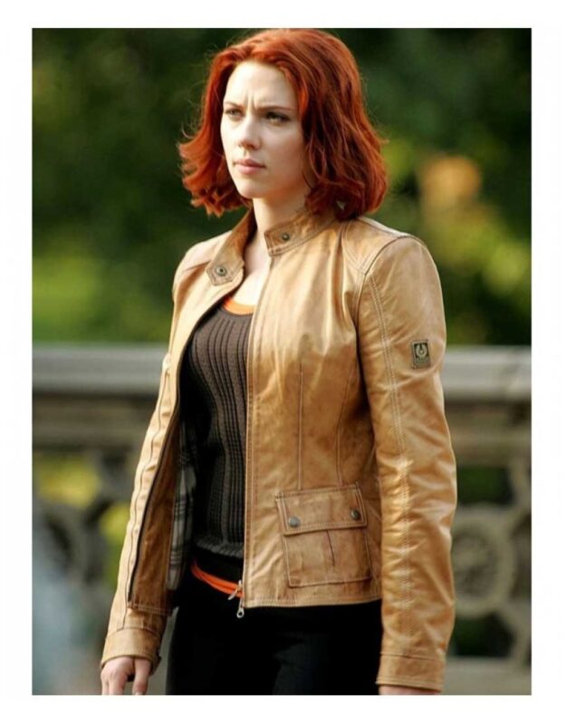 Scarlett Johansson Leather Brown Natasha Romanoff Jacket