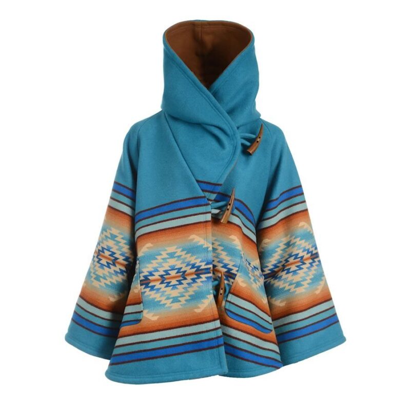 Yellowstone Beth Dutton Blue Blanket Hoodie Coat Front
