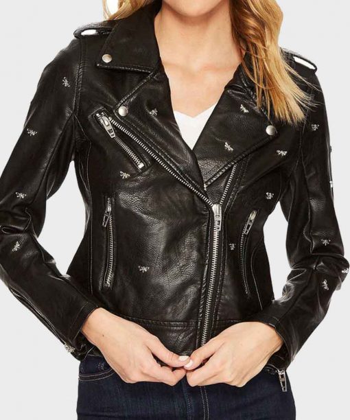 Riverdale S05 Betty Cooper Black Studded Leather Biker Jacket
