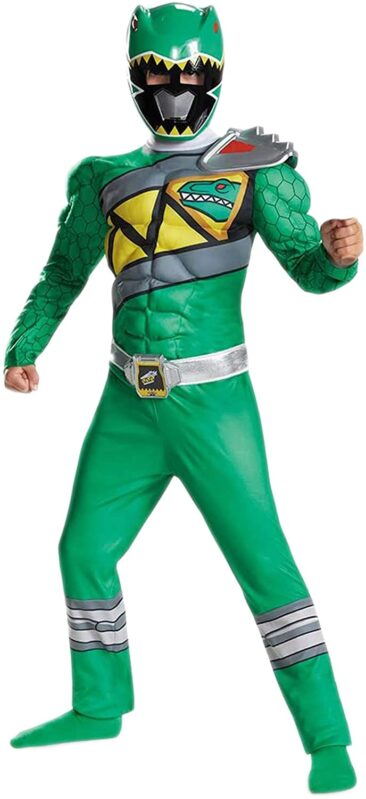 Green Power Rangers Charge Classic Kids Dinosaur Costume front