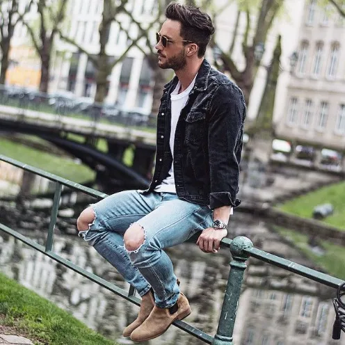 Denim Jacket with Chelsea Boots