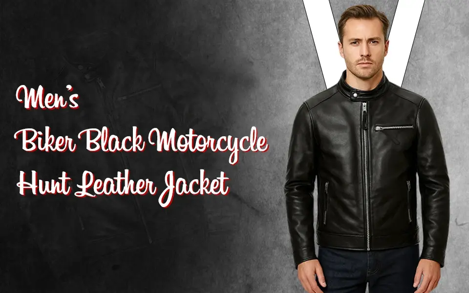 Biker Black Motorcycle Hunt Leather Jacket At Discounted price