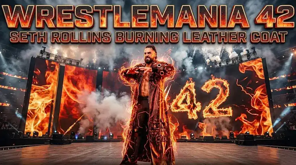 Seth Rollins Burning Leather Coat WrestleMania 42