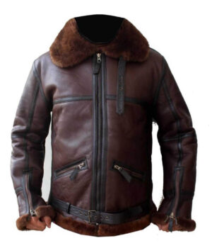 B3 men’s Aviator RAF Bomber Reddish Shaded Sheepskin fur leather Jacket