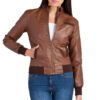 Bendy Women Bomber Leather Jackets 1