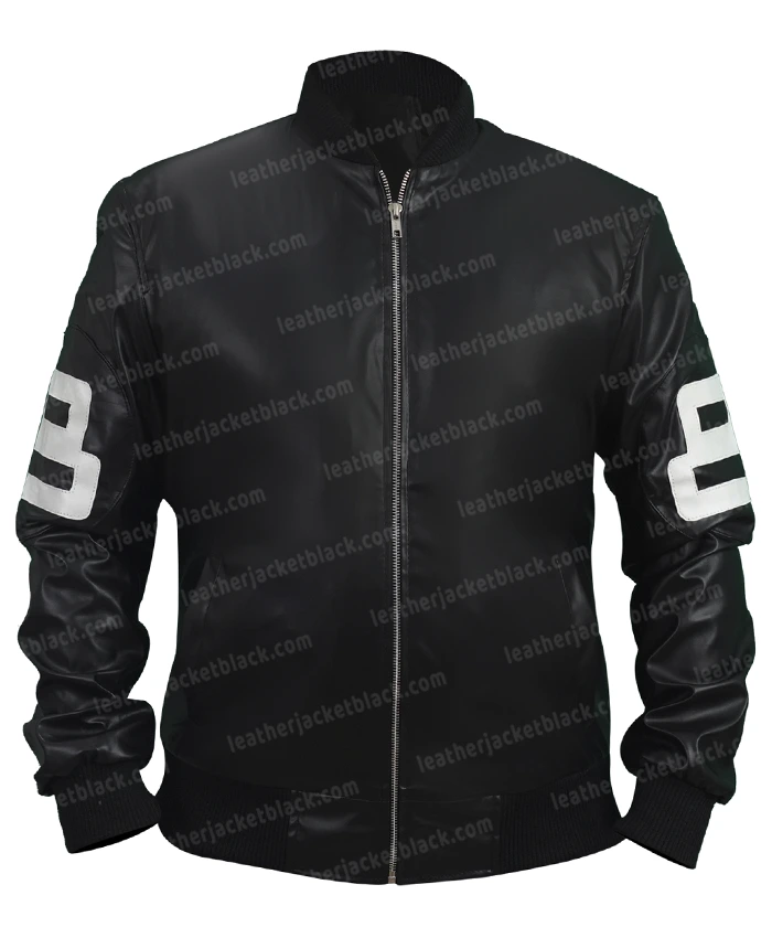 Men's 8-Ball Black Bomber Leather Jacket- RockStar Jacket