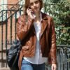 Real Leather Jacket Emma Watson 6