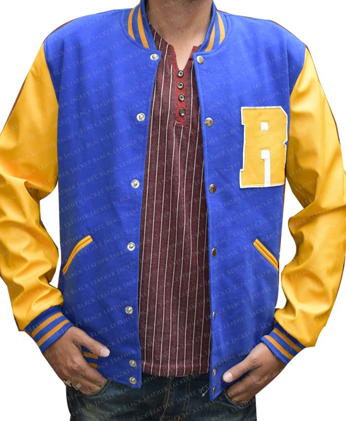 Mens Riverdale KJ APA Archie Andrews BlueYellow Wool Leather Jacket 