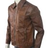 Keanu Reeves John Wick Movie Brown Leather Jacket Left Side