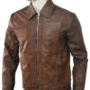 Keanu Reeves John Wick Movie Brown Leather Jacket Left Side 2