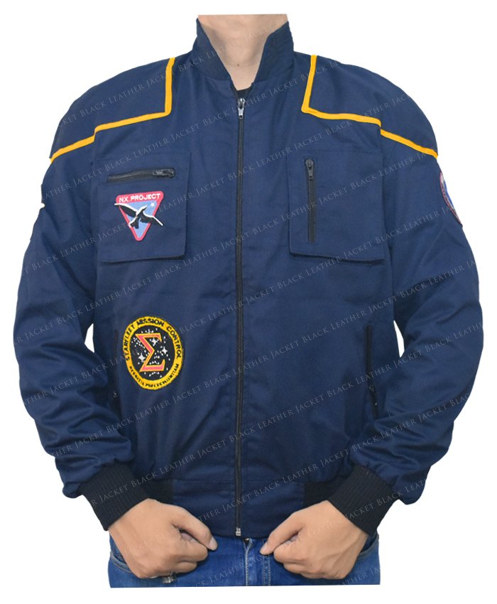 Star Trek Enterprises Blue Cotton NX Project Navy Jonathan Archer Flight Jacket 