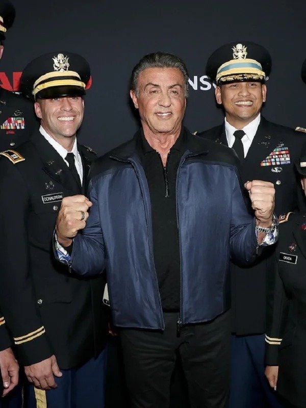Sylvester Stallone Rambo Premiere Black Leather Jacket