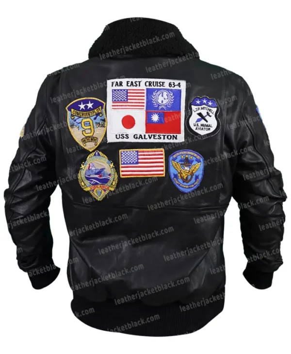 Maverick Top Gun Tom Cruise Flight Bomber Leather Jacket back side