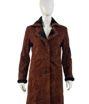 Monica Dutton Yellowstone Brown Coat Front