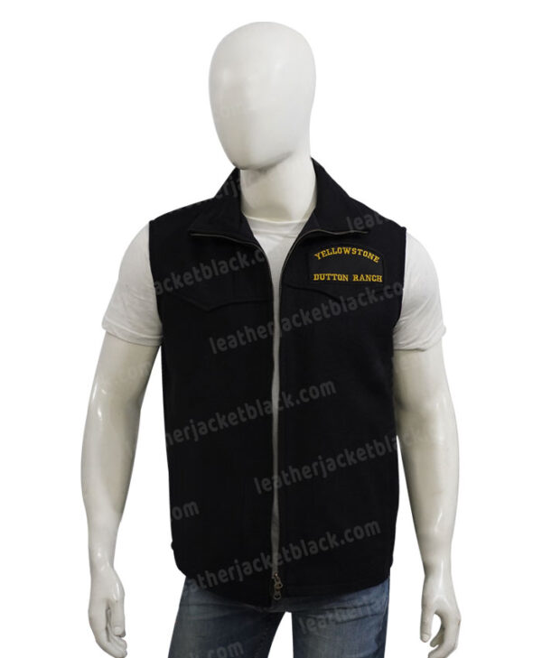 Yellowstone Kevin Costner Wool Black Vest Front Open