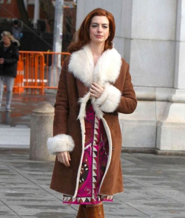 Modern Love Anne Hathaway Brown Fur Coat