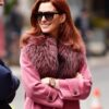 Anne Hathaway Pink Fur Coat