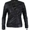 Doctor Who Amy Pond Black Leather Jacket Front Image