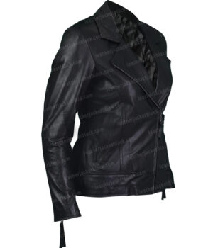 Doctor Who Amy Pond Black Leather Jacket Side Image