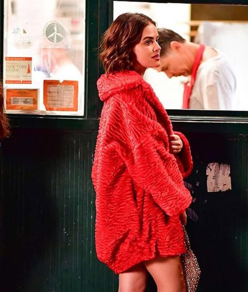Lucy Hale Faux Fur Red Coat