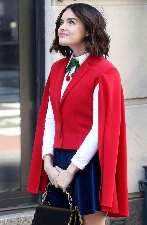 Lucy Hale Red Vest with Cape