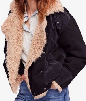 Black Sherpa Taylor Swift Denim Fur Jacket