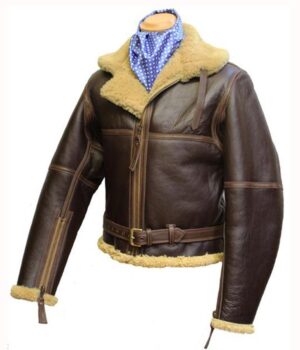 WW2 RAF Sheepskin Brown Fur Leather Jacket