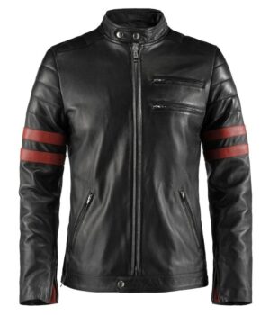 Hybrid Black Leather Jacket Cafe Racer Style