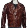 Captain America Brown Real Leather Jacket The First Avengers Distressed Front