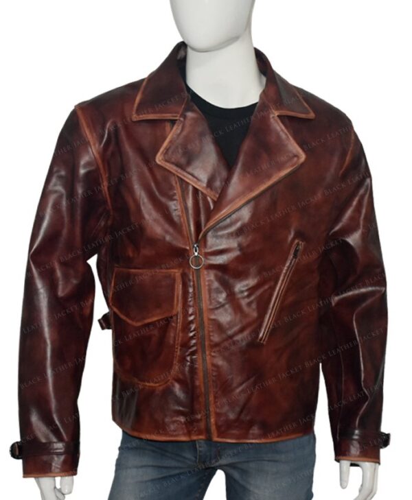 Captain America Brown Real Leather Jacket The First Avengers Distressed Front