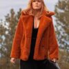 Kelly Reilly Fur Orange Coat