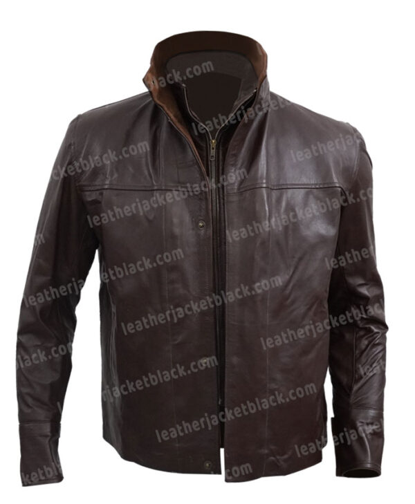 Yellowstone Thomas Rainwater Brown Real Leather Jacket Front Open