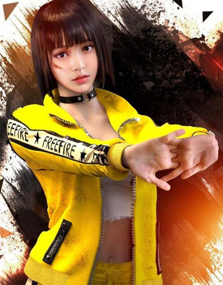 Video Game Free Fire Printed Sleeves Kelly Yellow Cotton ...