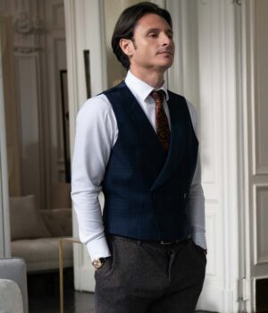 Charles Martins Blue Double-Breasted Vest