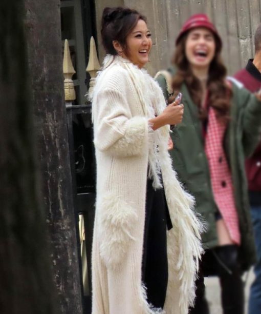 Mindy Chen Emily In Paris Long Fur Coat