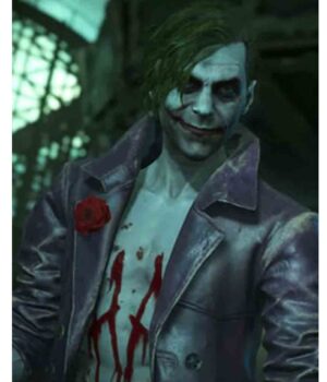 Joker Purple Leather Long Coat