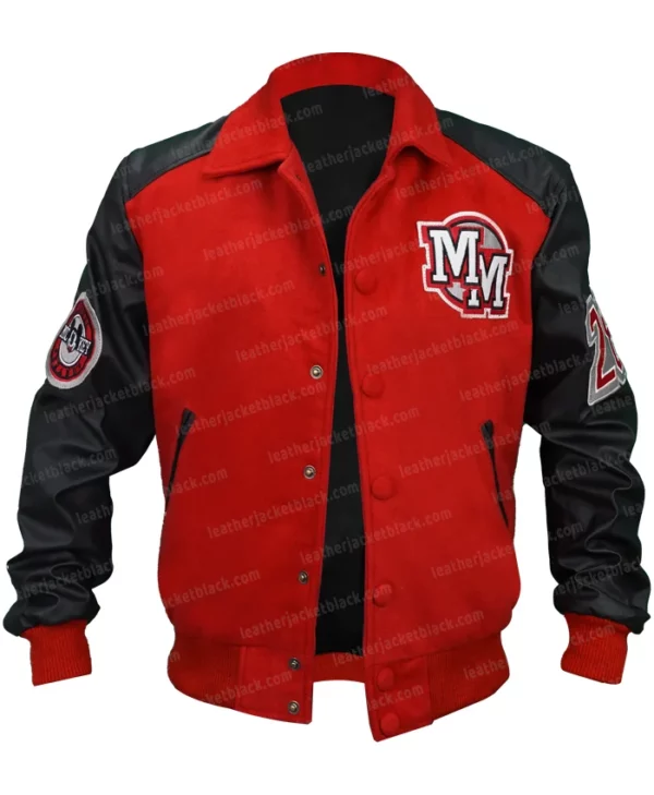 Michael Jackson Mickey Mouse Red Varsity Jacket Open Front