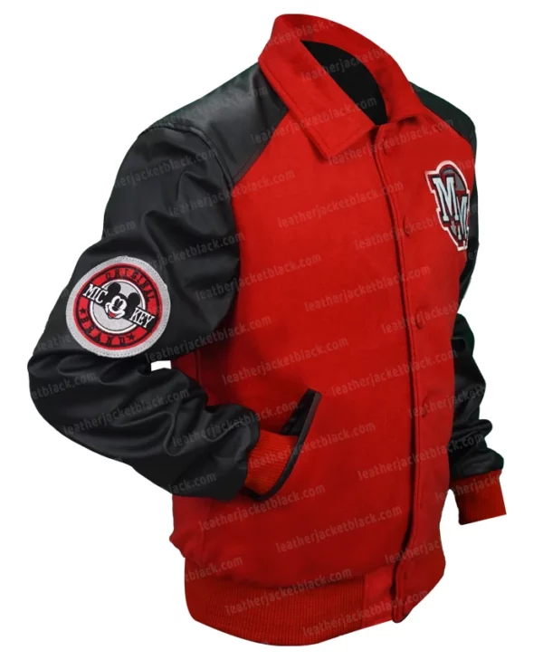 Michael Jackson Mickey Mouse Red Varsity Jacket Right