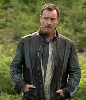 Toby Stephens Lost In Space John Robinson Black Leather Jacket
