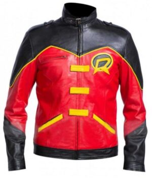 Tim Drake Red And Black leather Jacket