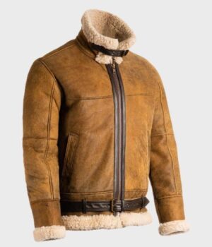 Mens Sheepskin Brown B3 Leather Jacket