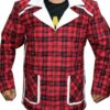Red Checkered Shearling Jacket