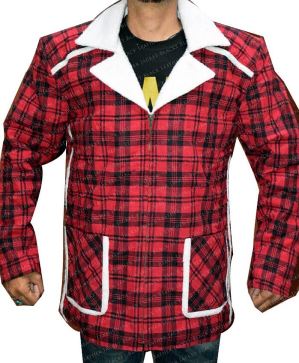Red Checkered Shearling Jacket