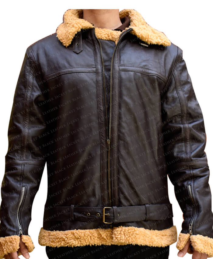 Tom Hardy Dunkirk Farrier Brown Shearling Jacket