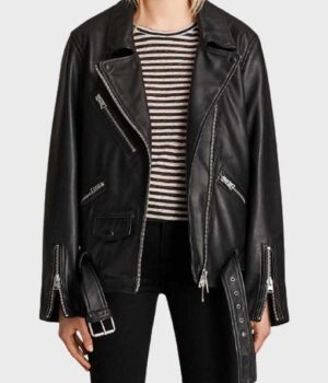 Emily In Paris Camille Black Biker Real Leather Jacket