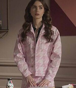 Emily In Paris Pink Hounds Tooth Jacket Lily Collins