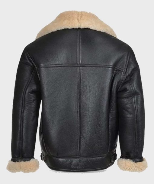 Men's Shearling Black Real Leather B3 Jacket