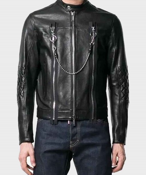 Men's Black Cafe Racer Real Leather Jacket