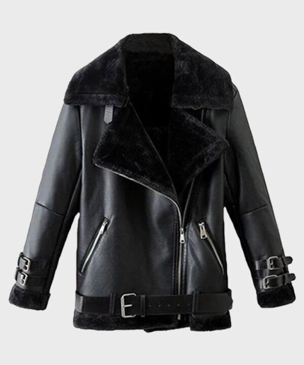 Mens Shearling Black Winter Leather Jacket
