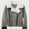Men's Shearling Real Grey Leather Jacket
